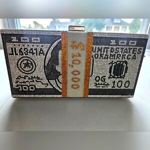 BLINGY Money-themed clutch bag